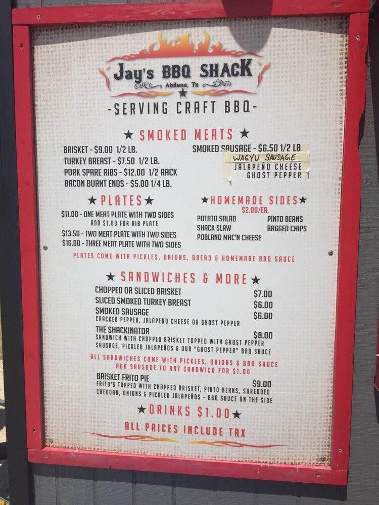Jays BBQ Shack - Abilene, TX menu_pic
