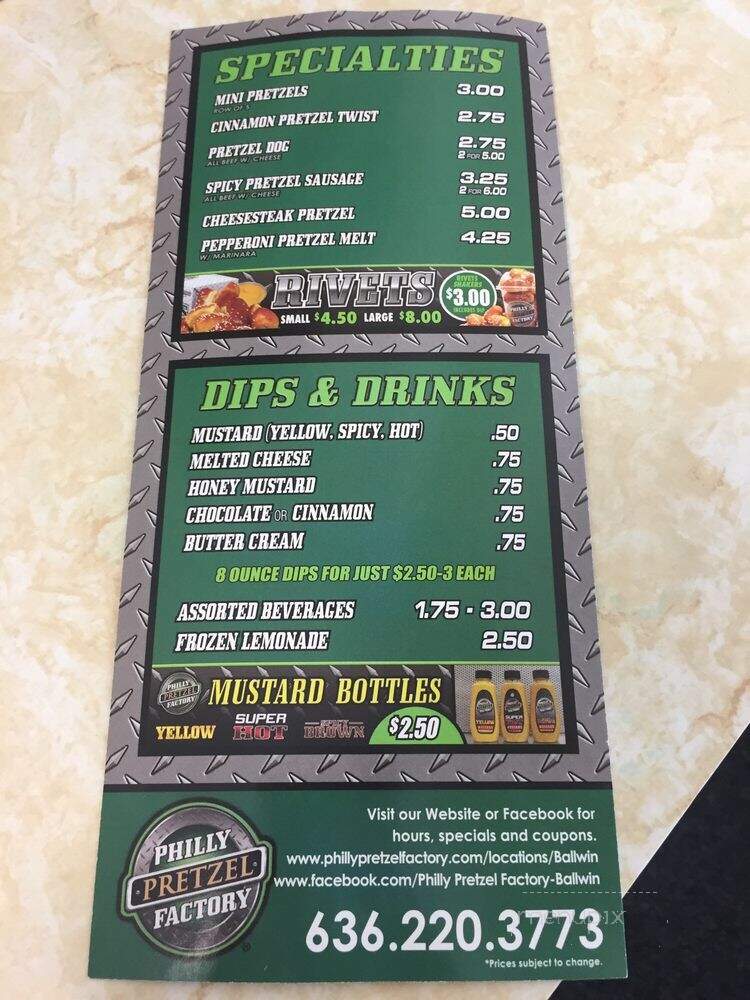 Philly Pretzel Factory - Ballwin, MO menu_pic