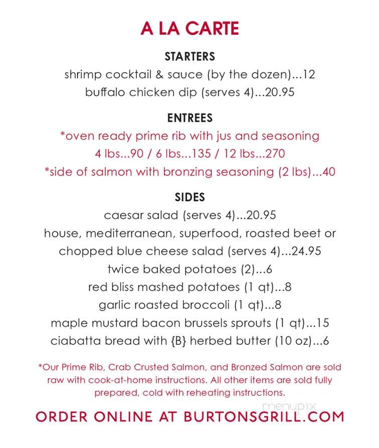 Burtons Grill & Bar of Shrewsbury - Shrewsbury, MA menu_pic