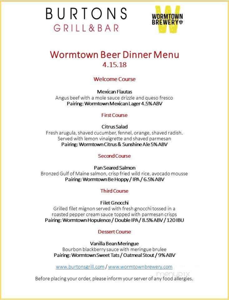 Burtons Grill & Bar of Shrewsbury - Shrewsbury, MA menu_pic