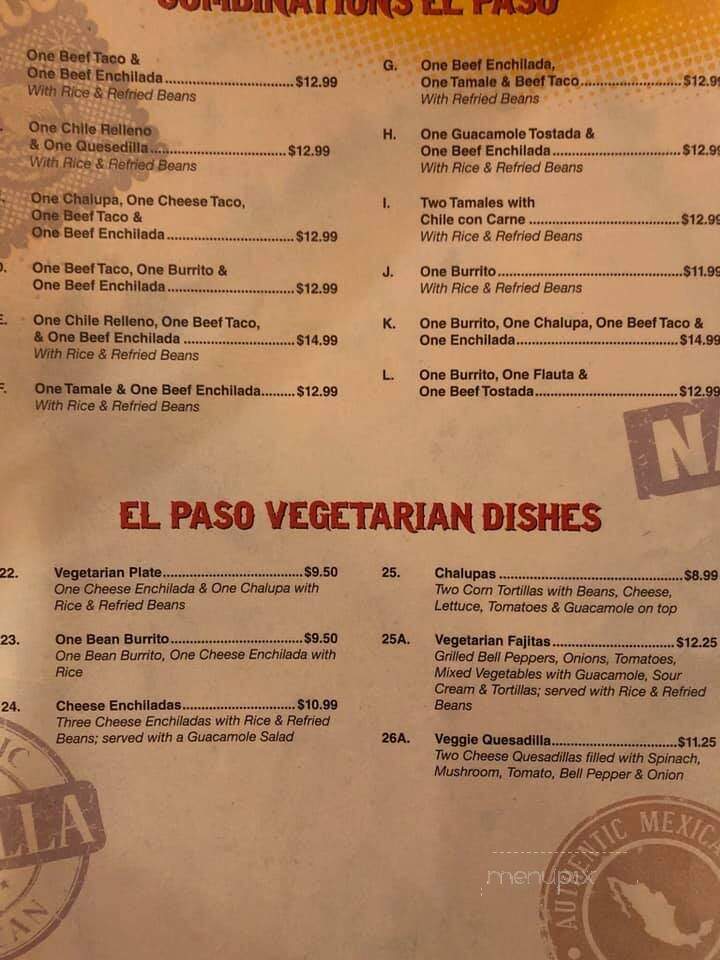 El Paso Mexican Grill - Lake Charles, LA menu_pic