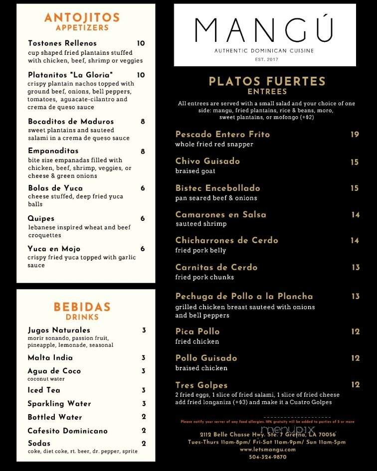MANGU Authentic Dominican Cuisine - Gretna, LA menu_pic