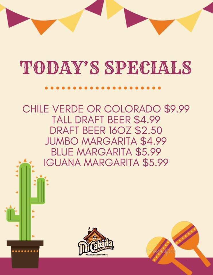 Mi Cabana Mexican Restaurant 7 - Greenville, NC menu_pic