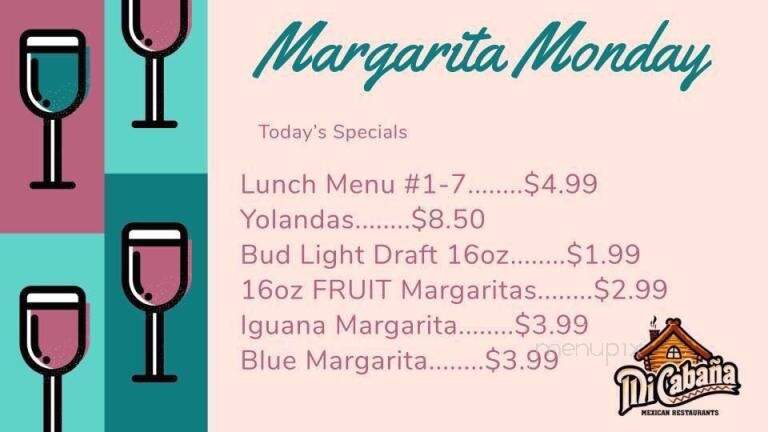 Mi Cabana Mexican Restaurant 7 - Greenville, NC menu_pic