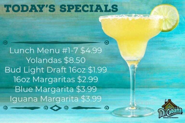 Mi Cabana Mexican Restaurant 7 - Greenville, NC menu_pic