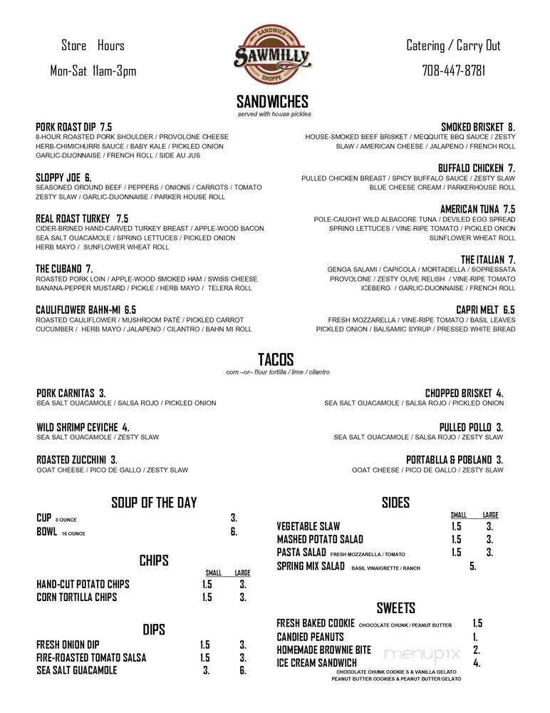Sawmilly - Riverside, IL menu_pic