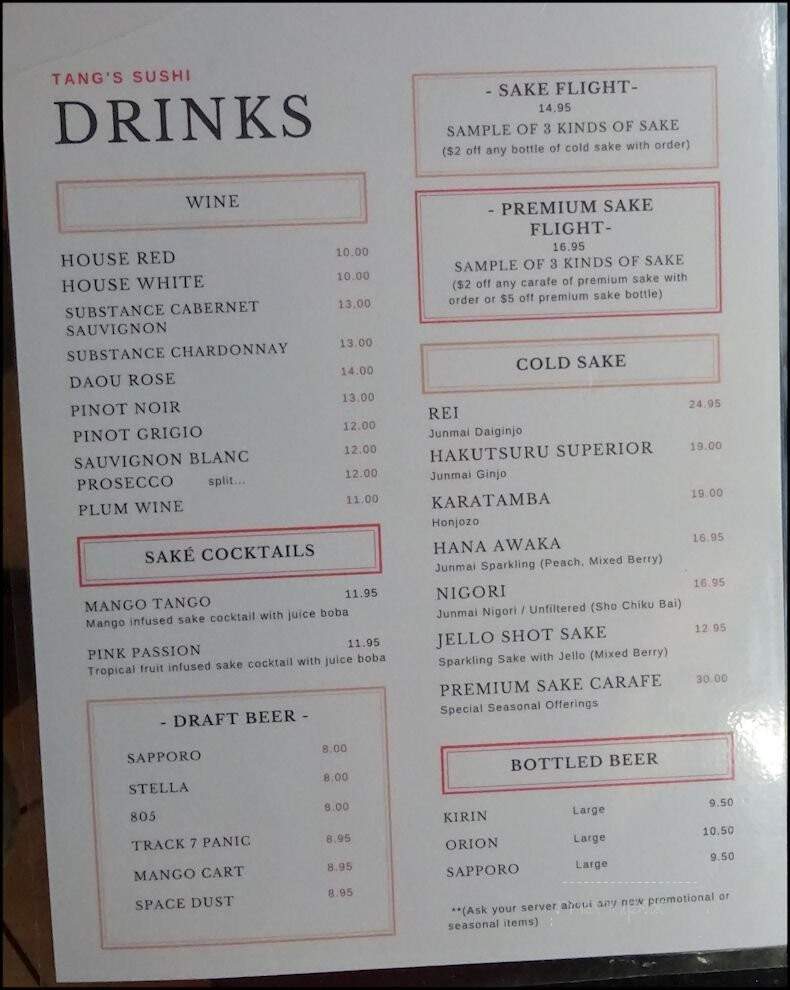 Tang's Sushi - Roseville, CA menu_pic