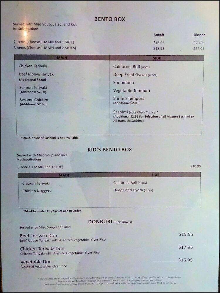 Tang's Sushi - Roseville, CA menu_pic