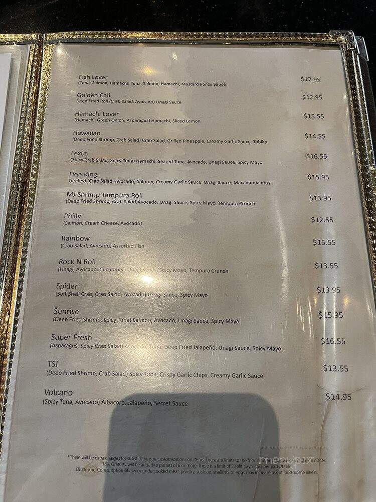 Tang's Sushi - Roseville, CA menu_pic