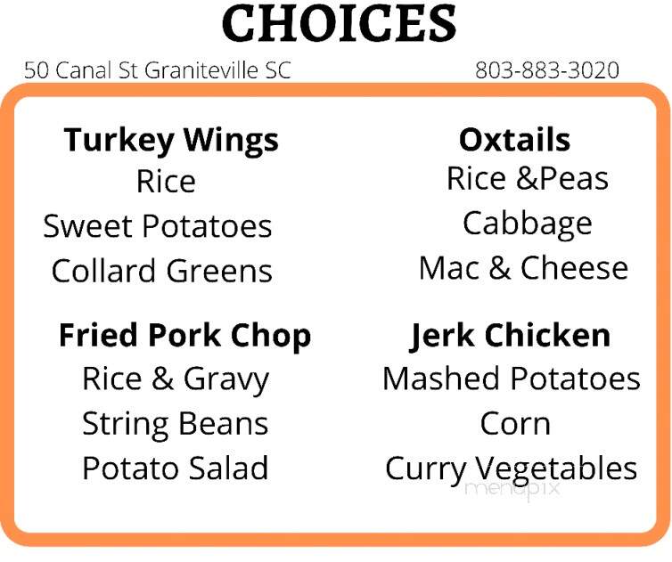 Choices Caribbean & American Restaurant - Graniteville, SC menu_pic