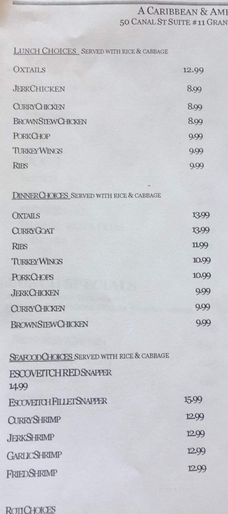 Choices Caribbean & American Restaurant - Graniteville, SC menu_pic