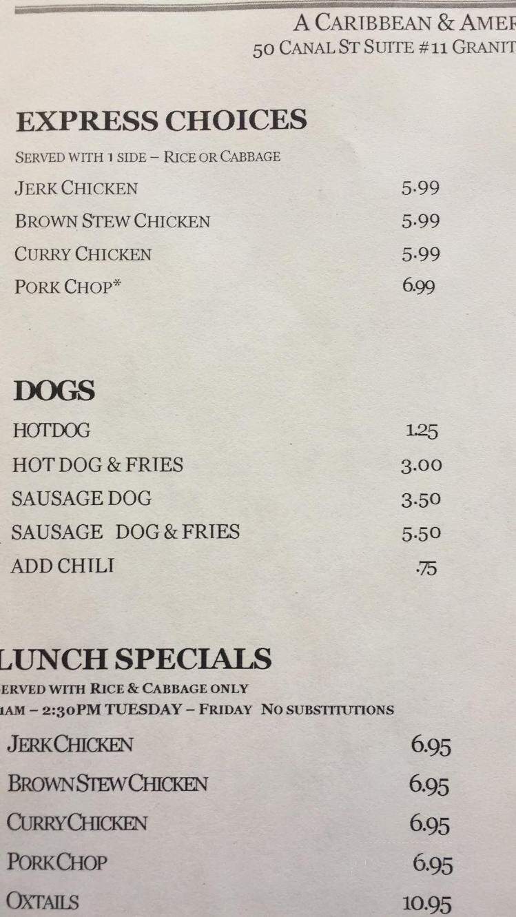 Choices Caribbean & American Restaurant - Graniteville, SC menu_pic