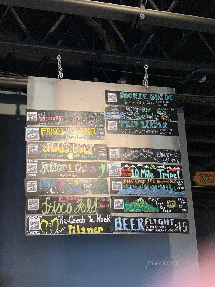 HighSide Brewing - Frisco, CO menu_pic