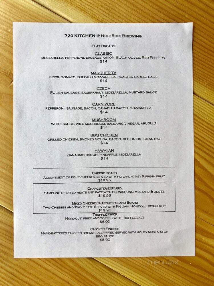 HighSide Brewing - Frisco, CO menu_pic