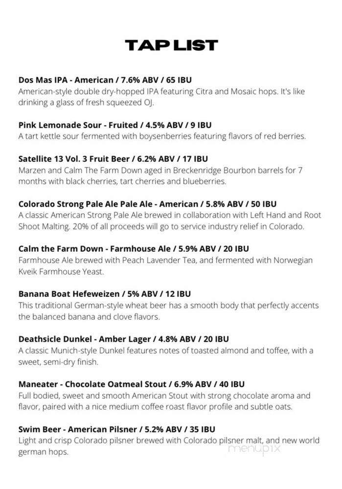 HighSide Brewing - Frisco, CO menu_pic
