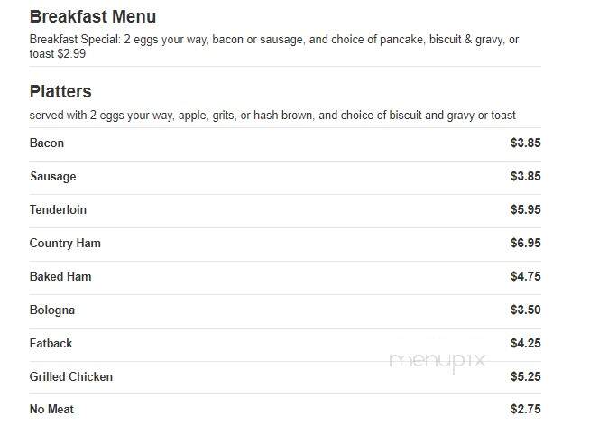 Mackies Restaurant - Bassett, VA menu_pic