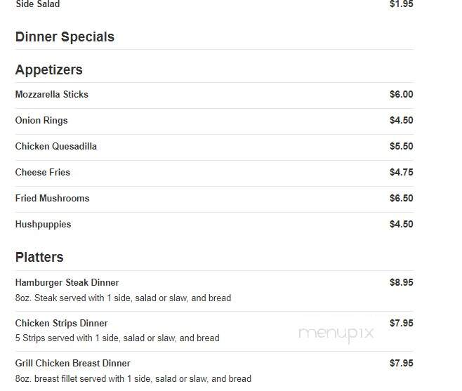 Mackies Restaurant - Bassett, VA menu_pic