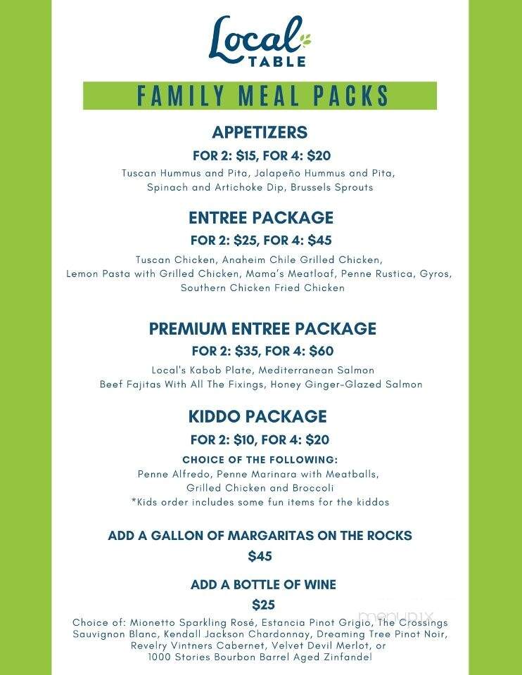 Local Table - Cypress, TX menu_pic