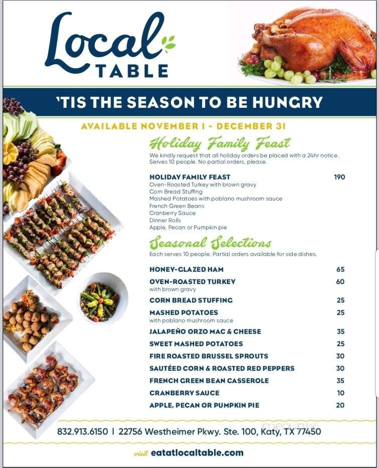 Local Table - Cypress, TX menu_pic