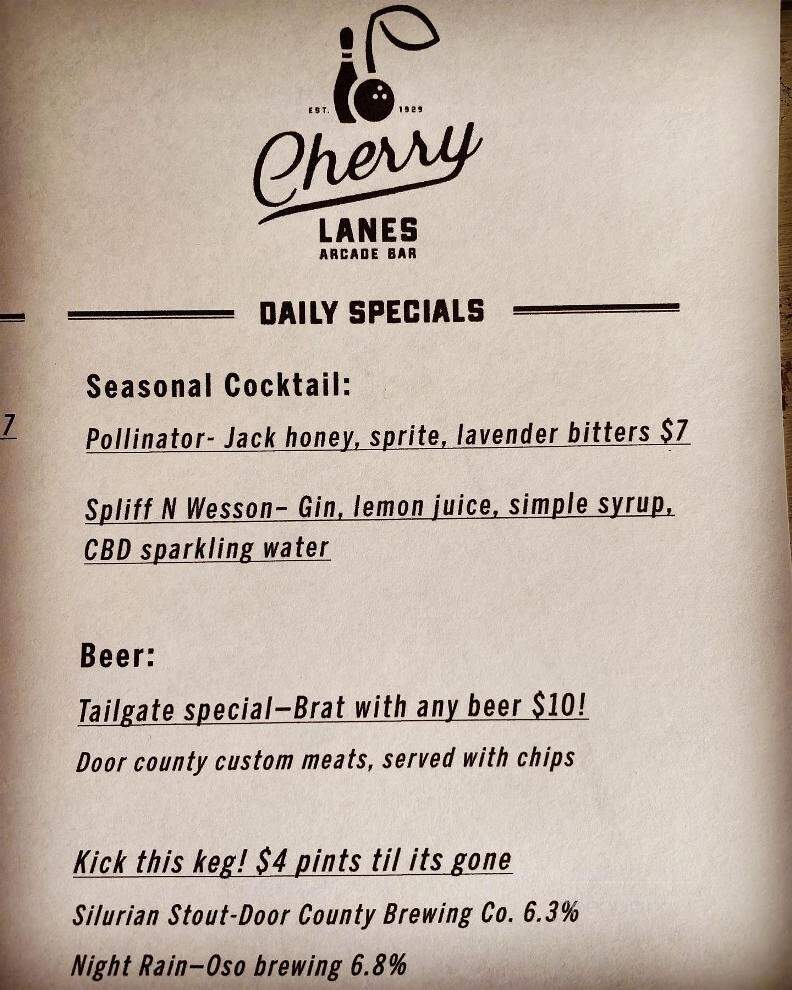 Cherry Lanes Arcade Bar - Sturgeon Bay, WI menu_pic