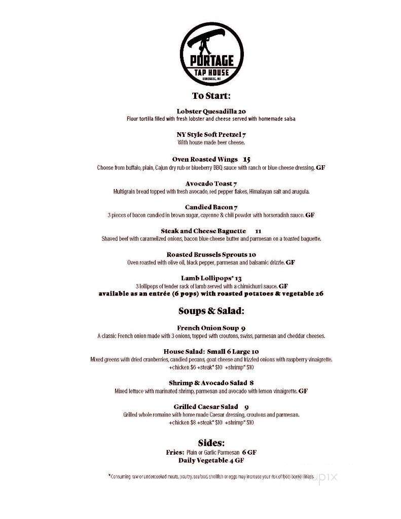 Portage Tap House - Rangeley, ME menu_pic