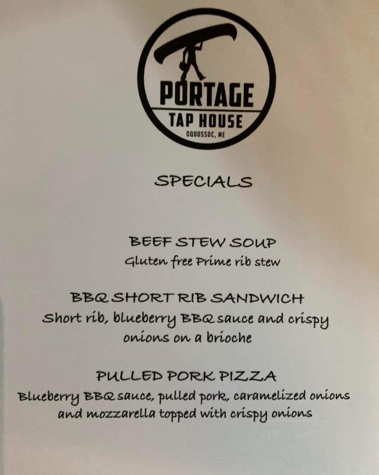 Portage Tap House - Rangeley, ME menu_pic