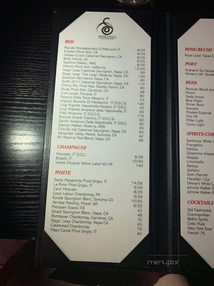 Speranza - Dallas, TX menu_pic