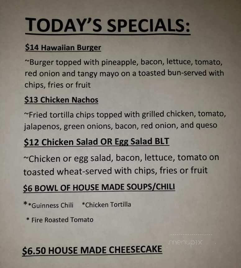 Union Place Bar and Grill - Knoxville, TN menu_pic