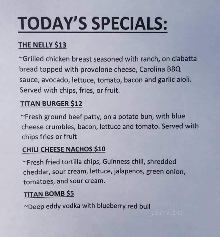 Union Place Bar and Grill - Knoxville, TN menu_pic