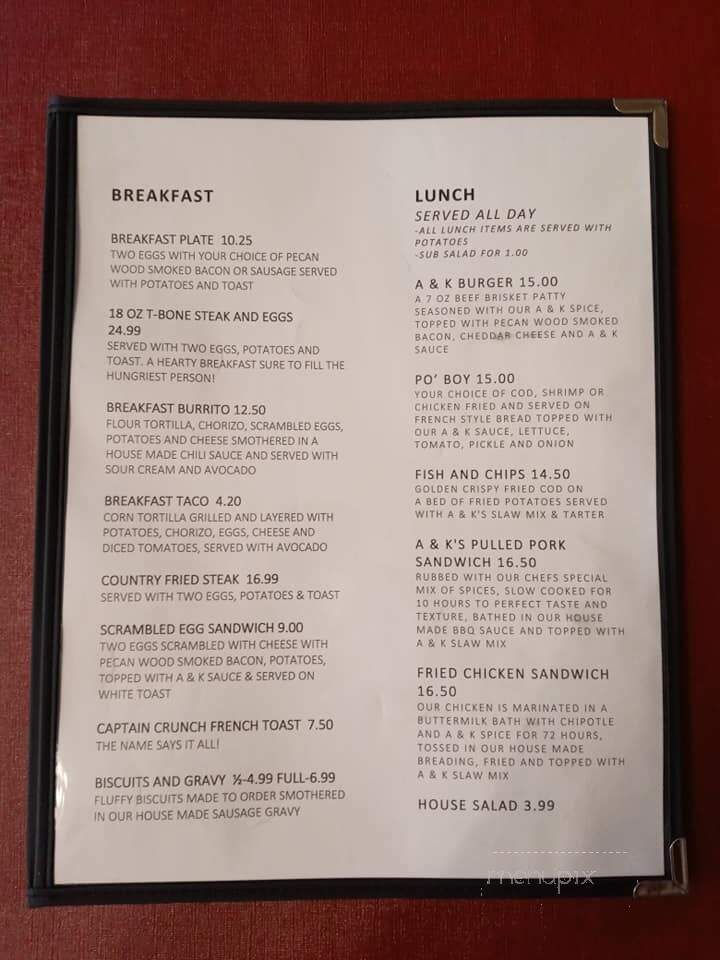 A&k's Place - Georgetown, CO menu_pic
