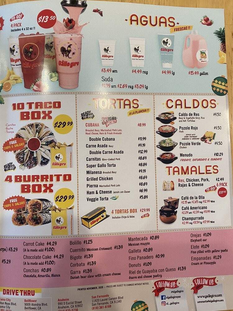 El Gallo Giro - Anaheim, CA menu_pic