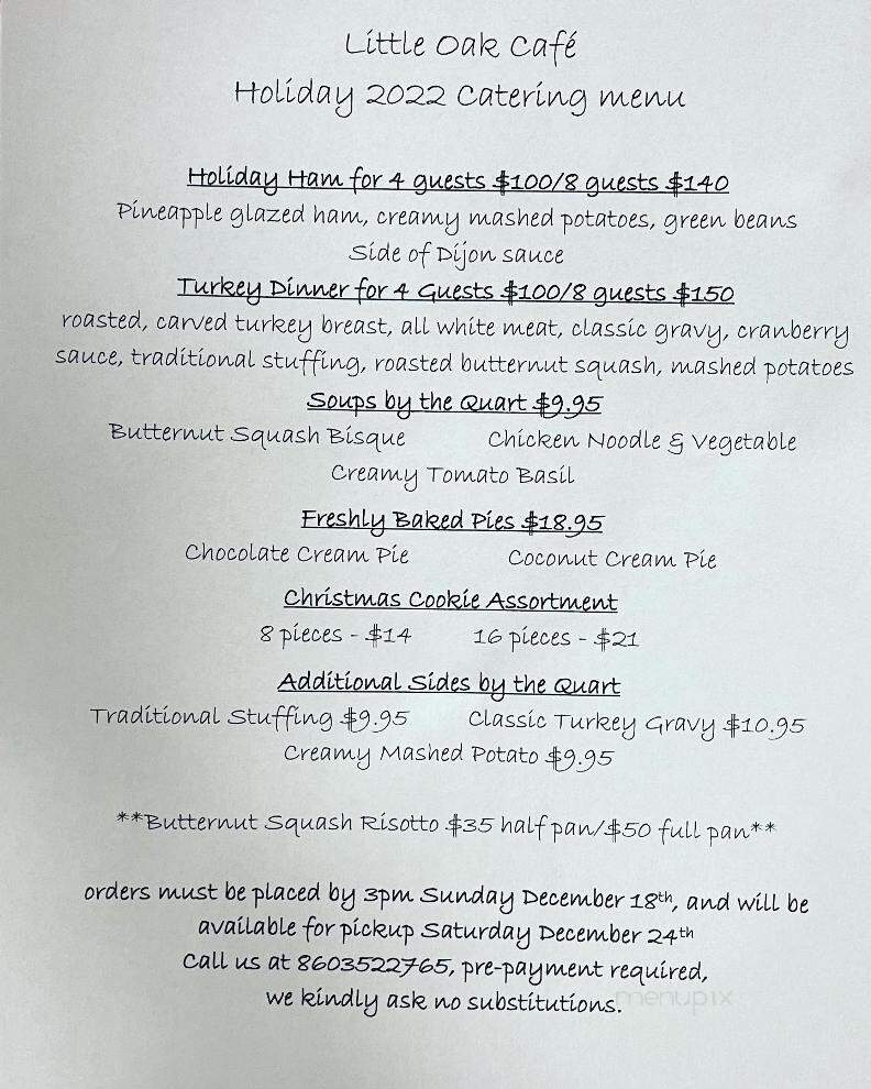 Little Oak Cafe - Canton, CT menu_pic