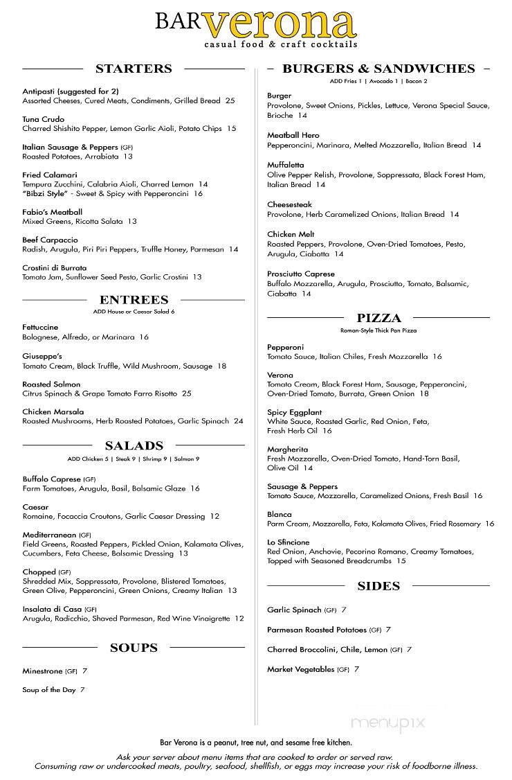 Bar Verona - Washington, MI menu_pic
