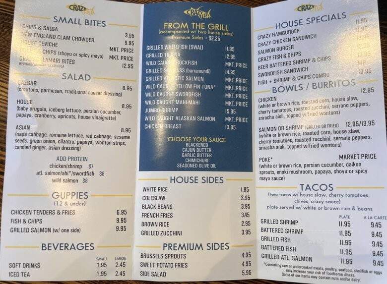 Crazy Fish Grill - Seal Beach, CA menu_pic