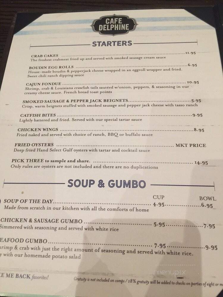 Cafe Delphine - Charenton, LA menu_pic