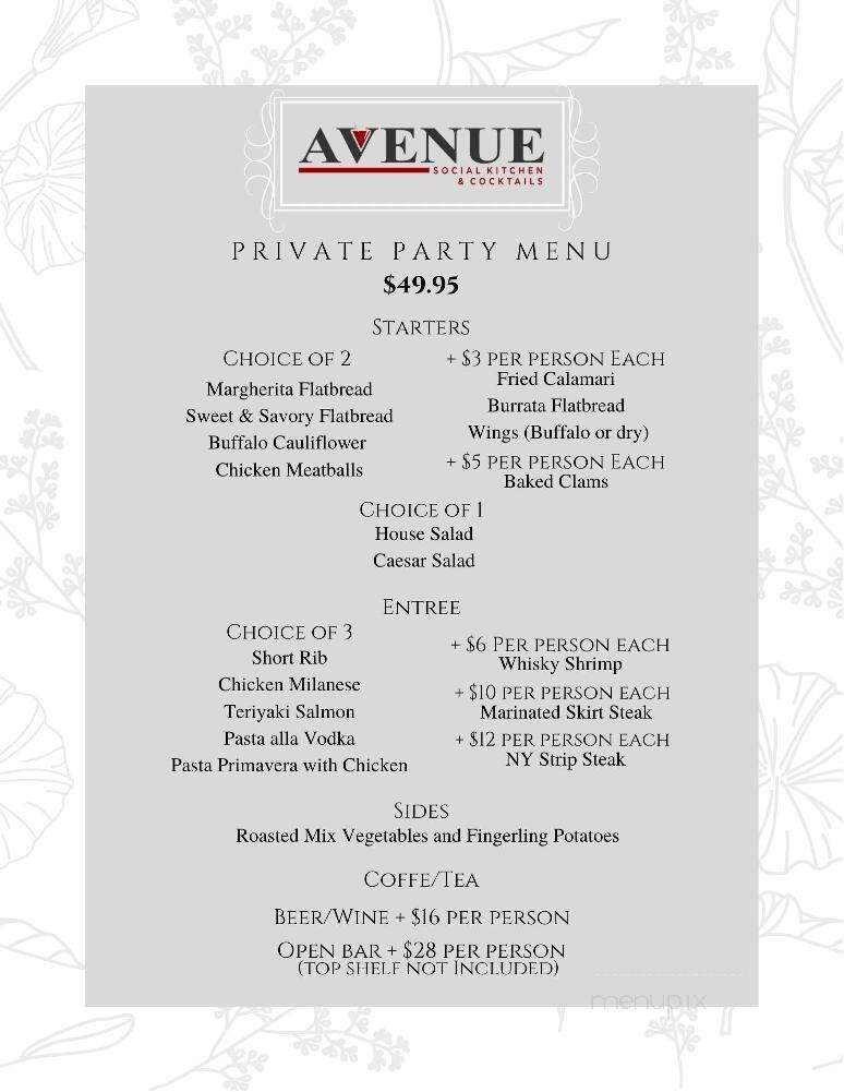 Avenue Social Kitchen & Cocktails - Bellmore, NY menu_pic