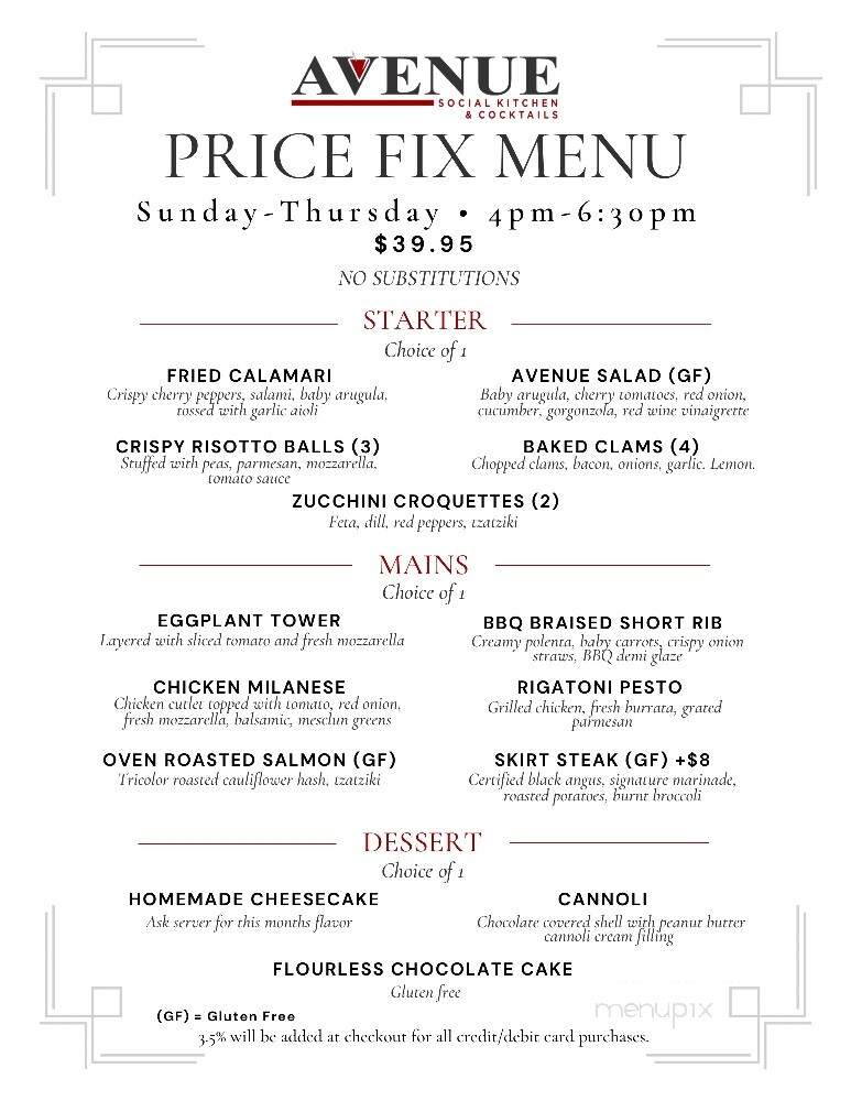 Avenue Social Kitchen & Cocktails - Bellmore, NY menu_pic