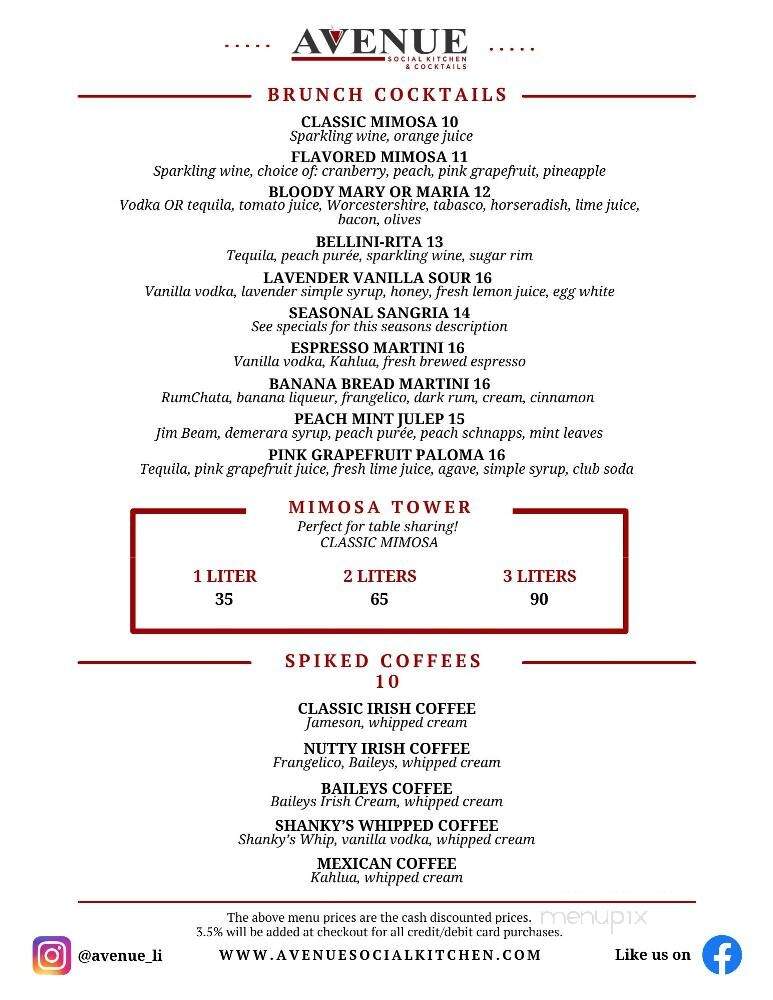 Avenue Social Kitchen & Cocktails - Bellmore, NY menu_pic