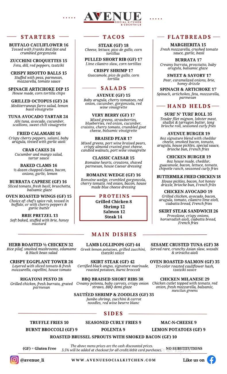 Avenue Social Kitchen & Cocktails - Bellmore, NY menu_pic