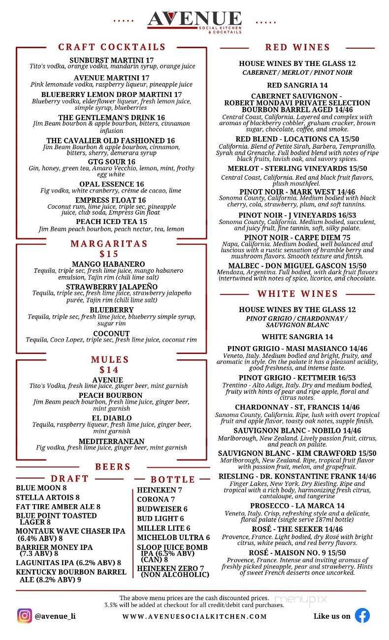 Avenue Social Kitchen & Cocktails - Bellmore, NY menu_pic