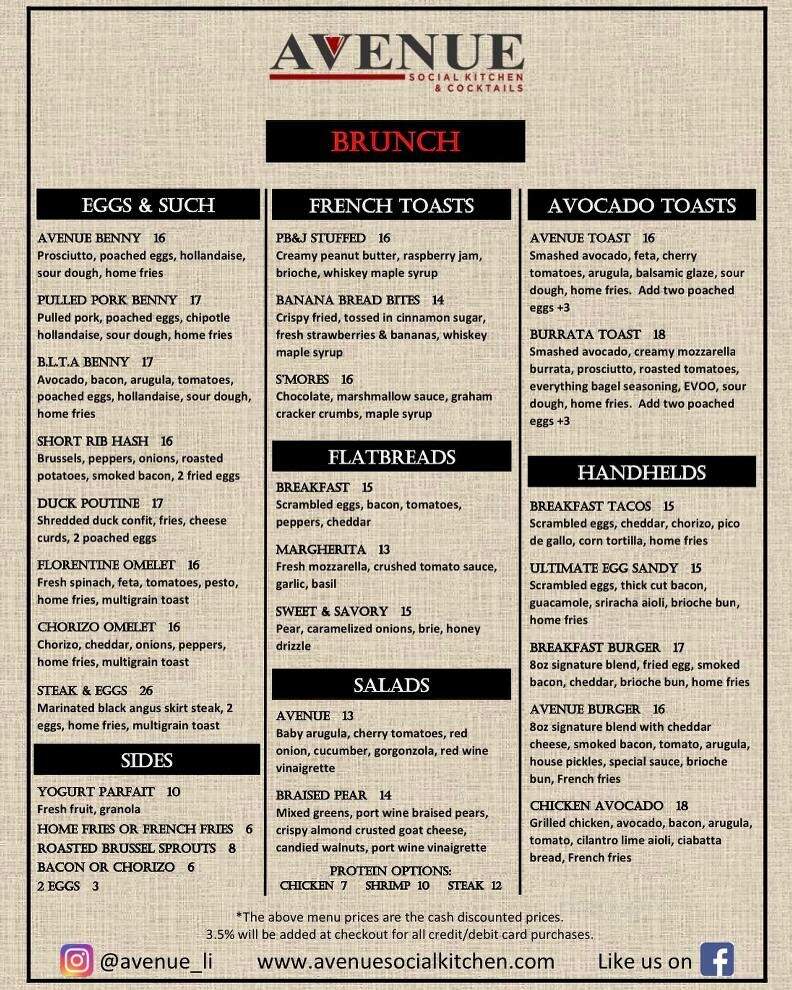 Avenue Social Kitchen & Cocktails - Bellmore, NY menu_pic