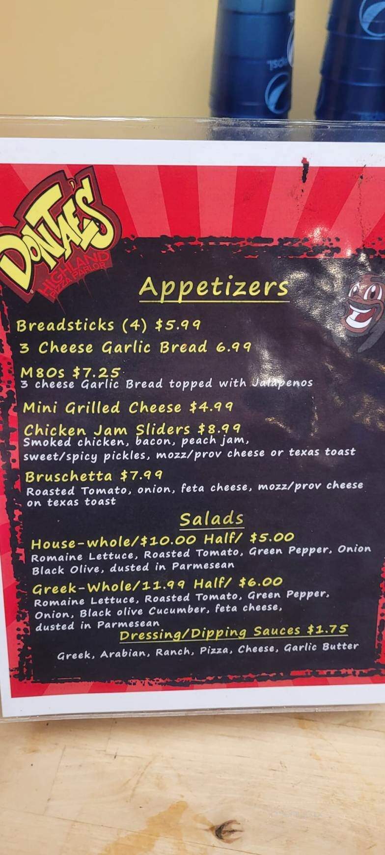 Dontae's Highland Pizza Parlor - Evansville, IN menu_pic