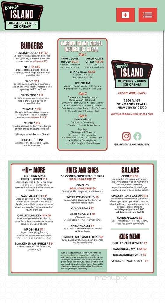 Barrier Island Burgers - Normandy Beach, NJ menu_pic
