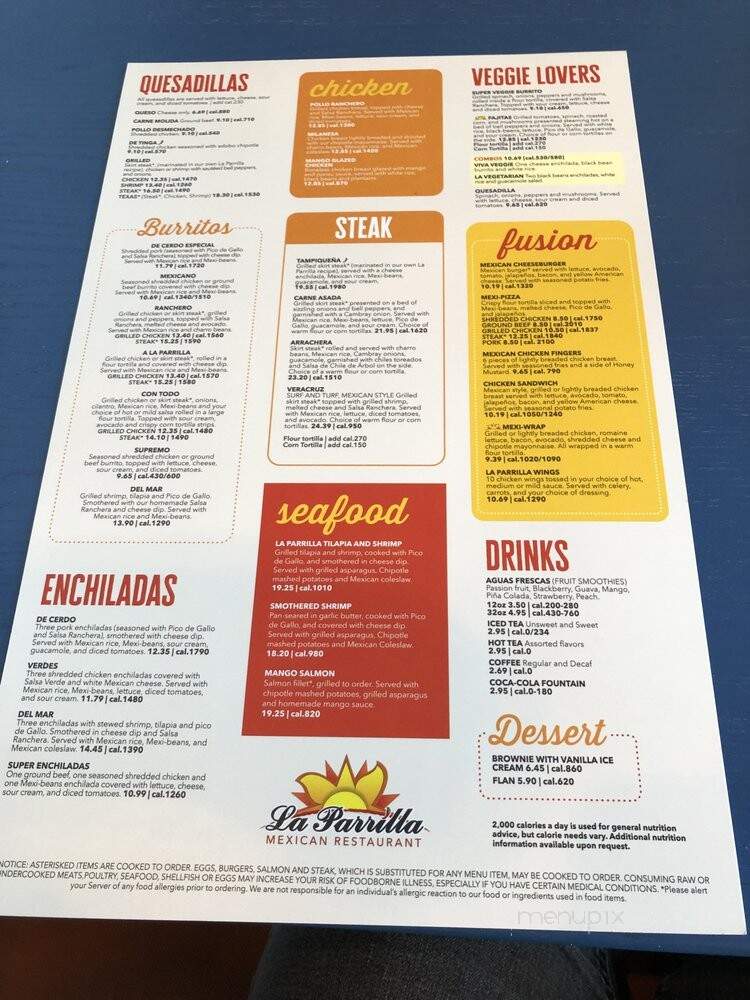 La Parrilla Mexican Restaurant - Sandy Springs, GA menu_pic
