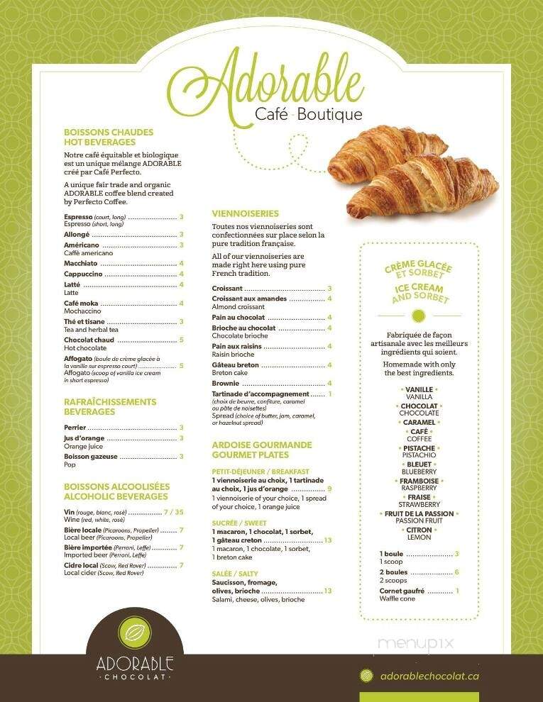 Adorable Chocolat - Shediac, NB menu_pic