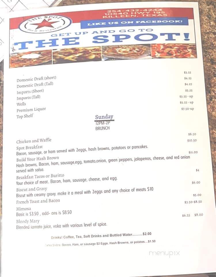 The Spot Bar & Restaurant - Killeen, TX menu_pic