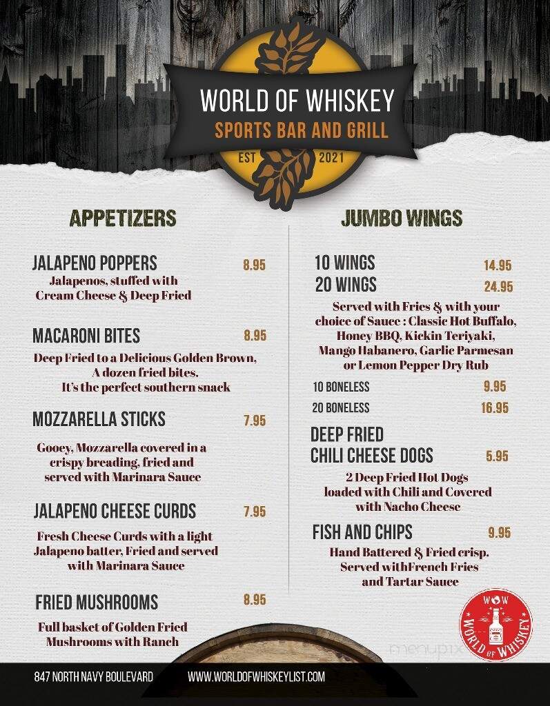 World Of Whiskey - Pensacola, FL menu_pic
