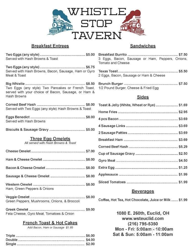 Whistle Stop Tavern - Euclid, OH menu_pic