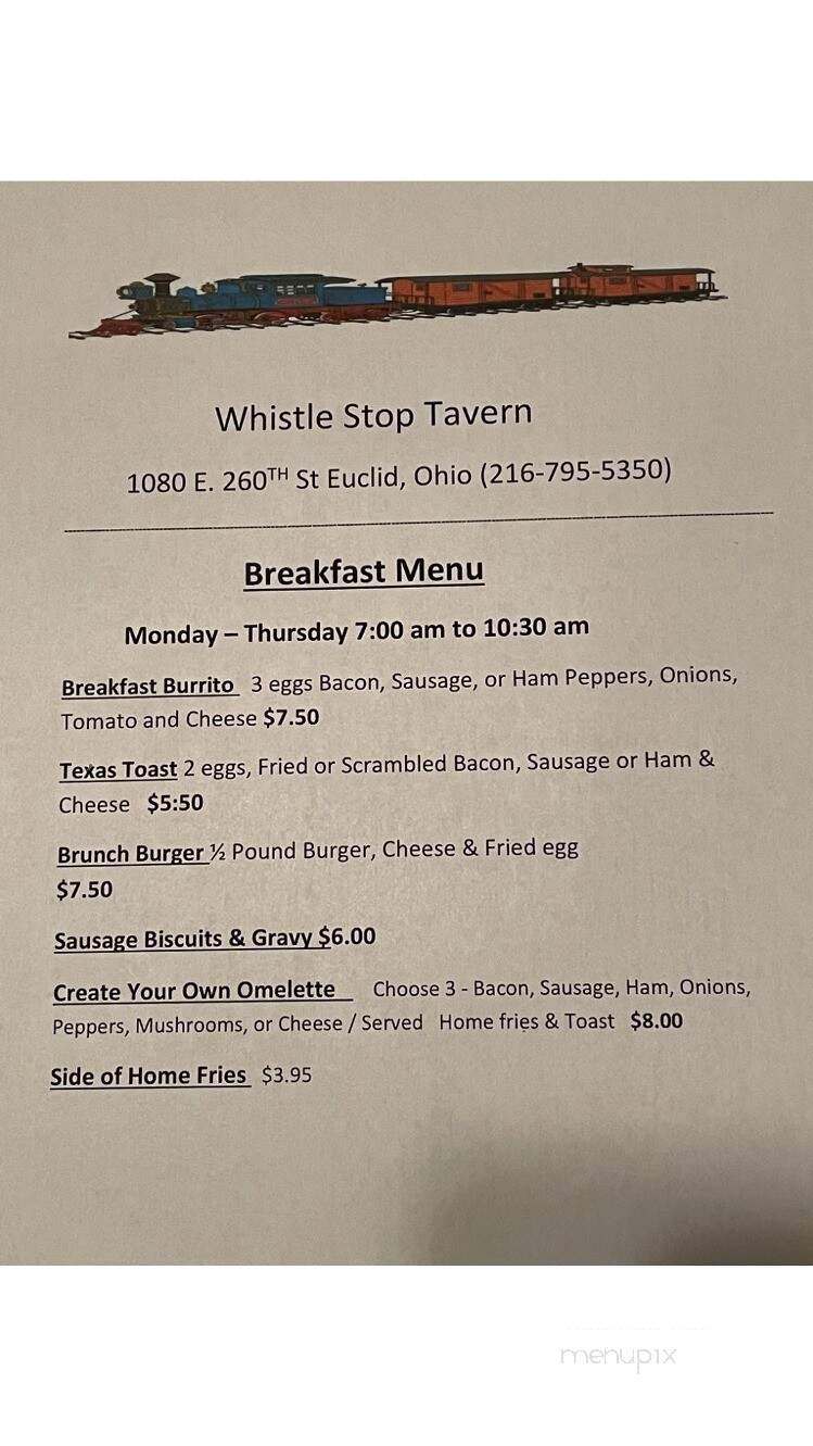 Whistle Stop Tavern - Euclid, OH menu_pic