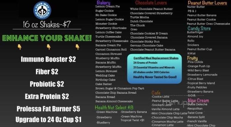 Your Way Nutrition - Lacey, WA menu_pic